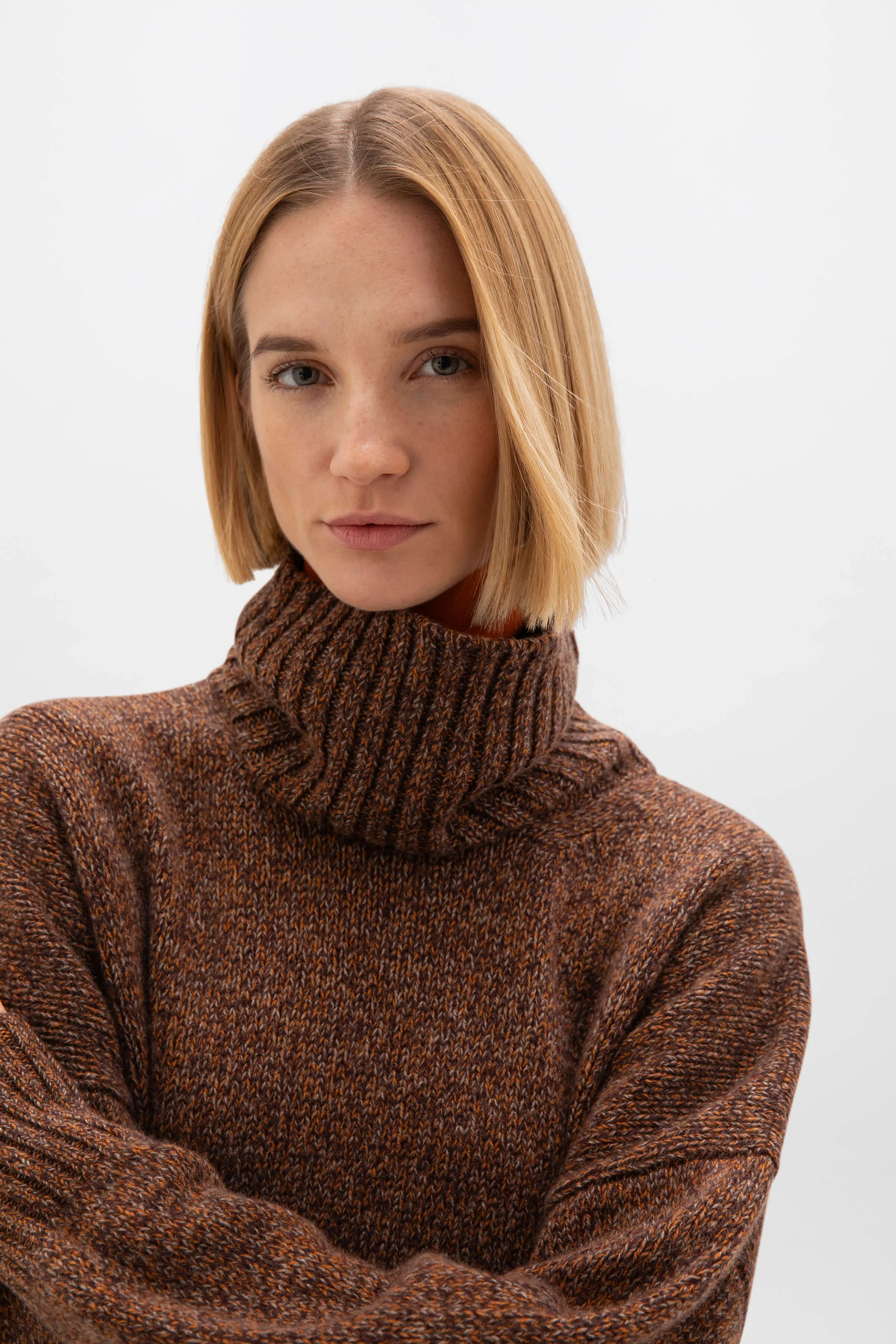 Slouchy Cashmere Marl Roll Neck