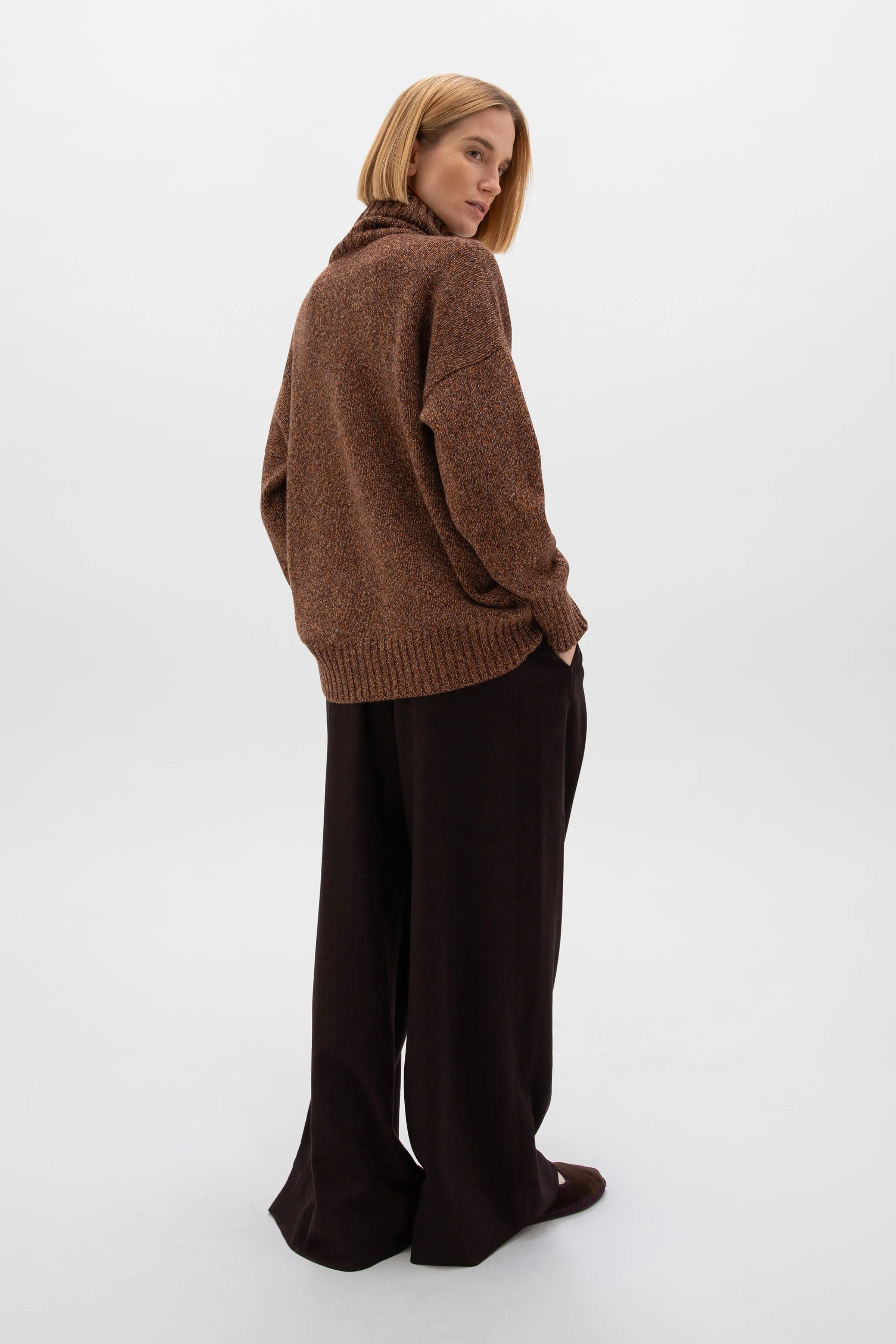 Slouchy Cashmere Marl Roll Neck