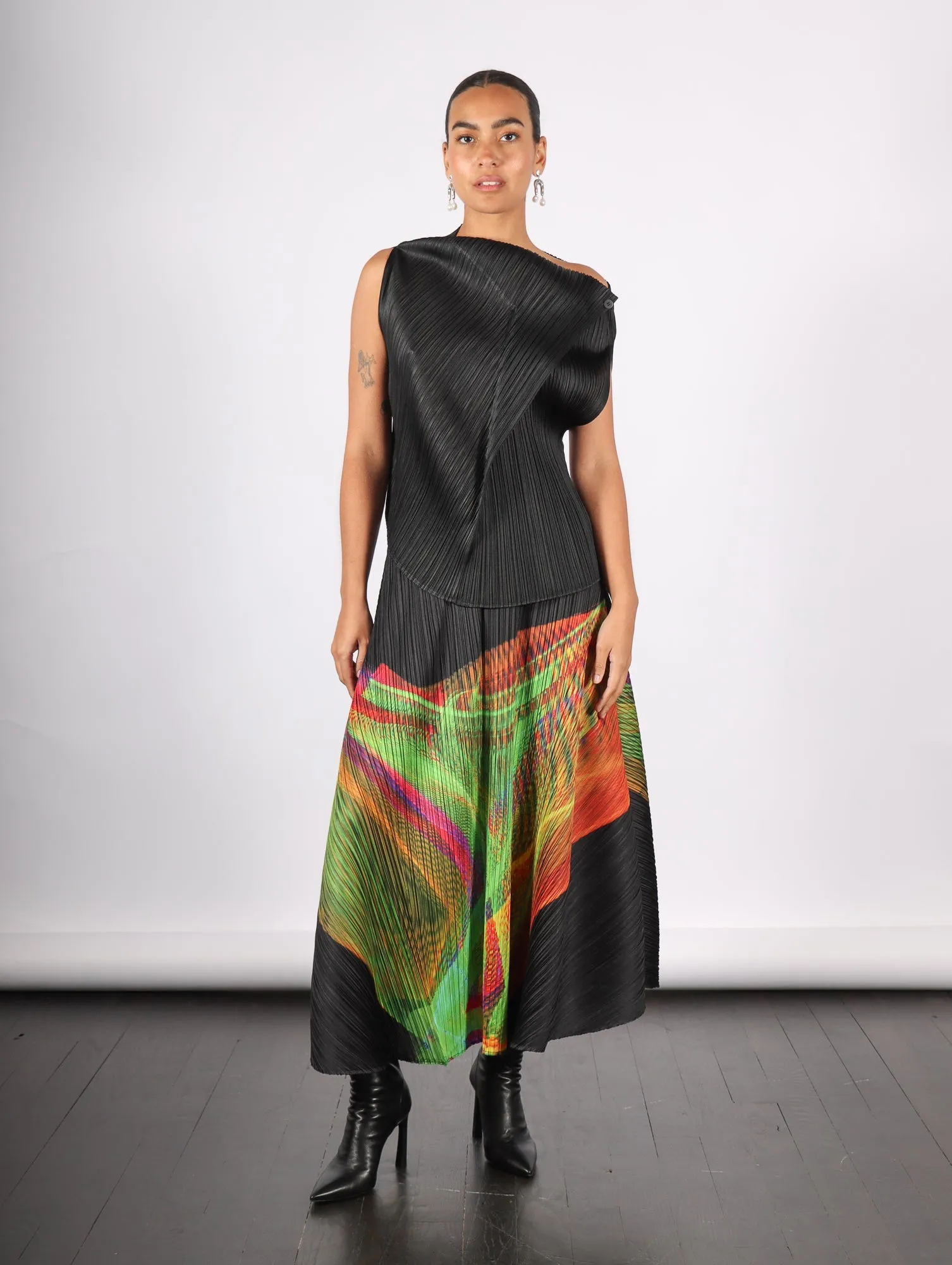 Spectrum Skirt in Bright Green by Pleats Please Issey Miyake