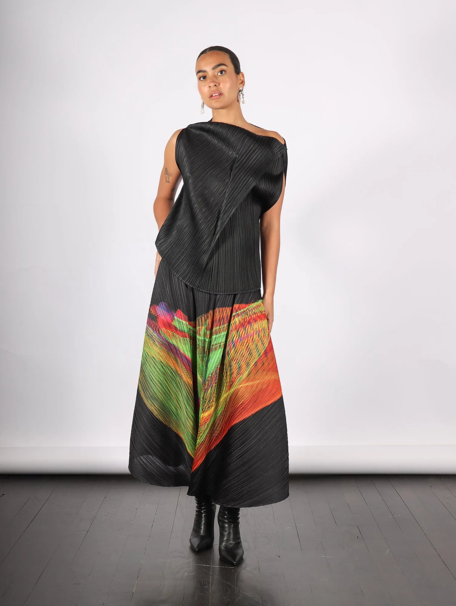 Spectrum Skirt in Bright Green by Pleats Please Issey Miyake