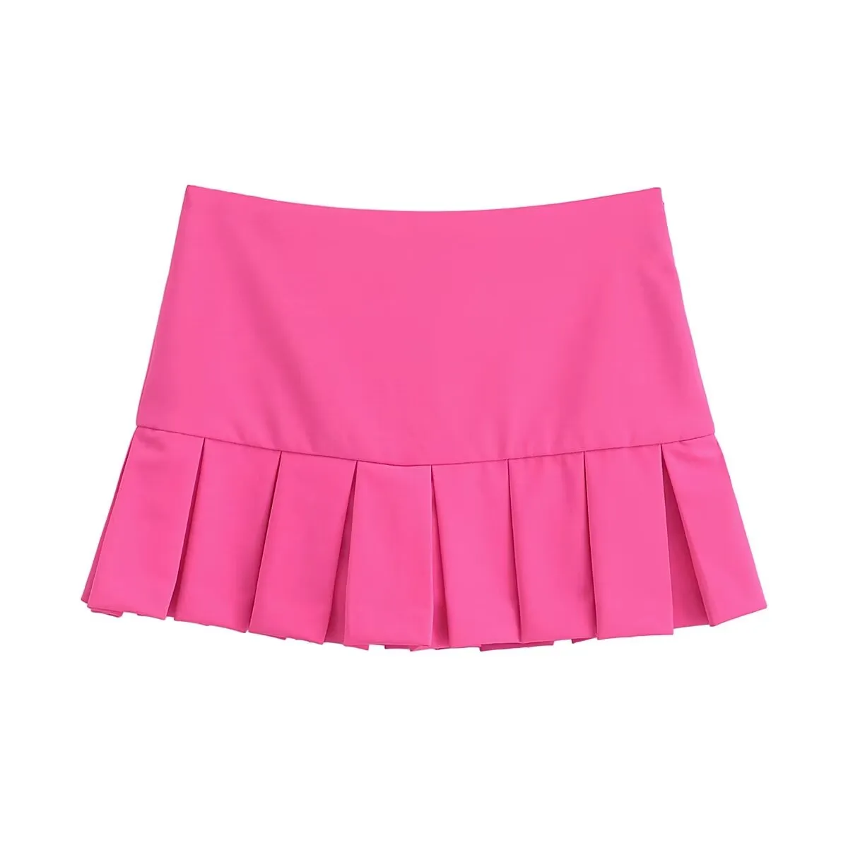 Spring Women Clothing Street Design Solid Color Wide Pleated Pantskirt