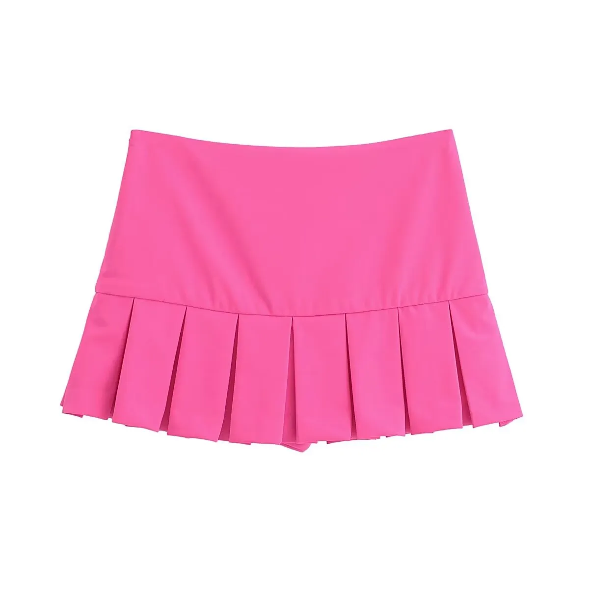 Spring Women Clothing Street Design Solid Color Wide Pleated Pantskirt