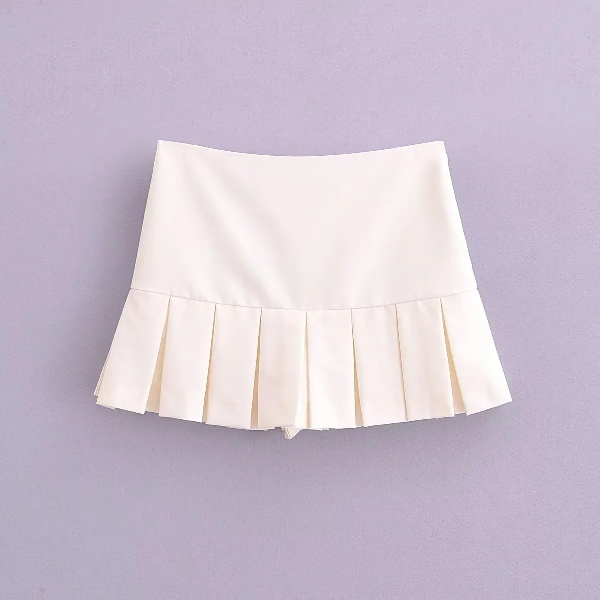 Spring Women Clothing Street Design Solid Color Wide Pleated Pantskirt