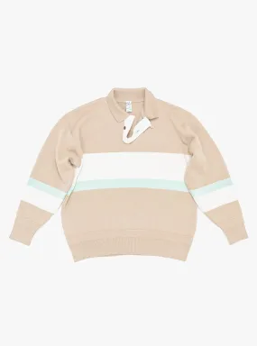 Stripe Polo Sweater Tan