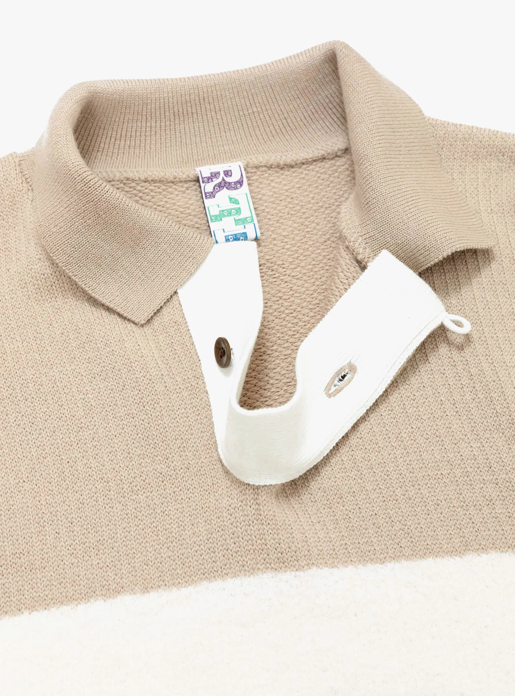 Stripe Polo Sweater Tan