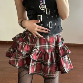 Tartan Red Plaid Goth Skirt