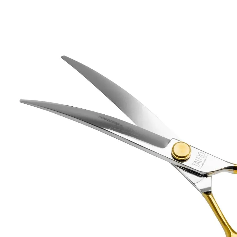 Tauro Pro Line cutting scissors "Perfection by Janita J. Plunge", 440c stainless steel, golden handles,  curved