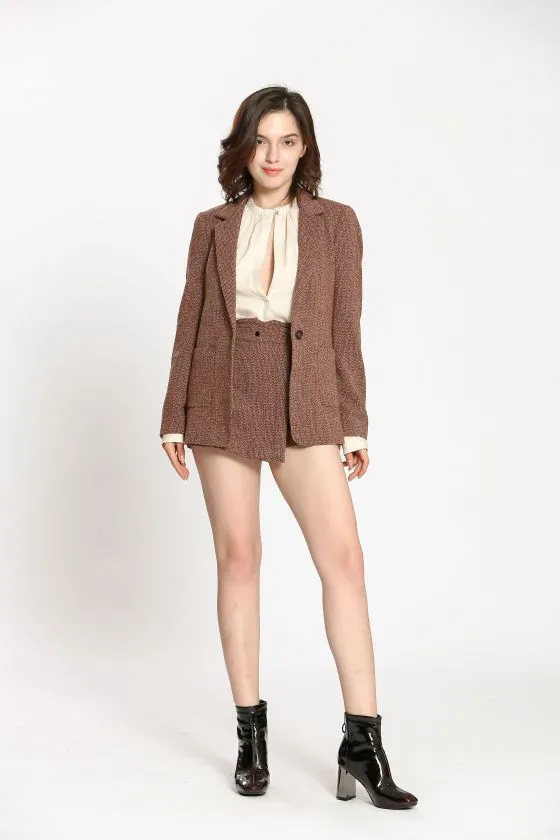 The Ava Tweed Jacket - Red Blend