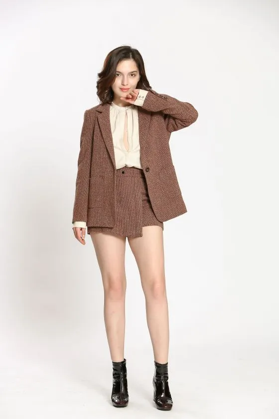 The Ava Tweed Jacket - Red Blend