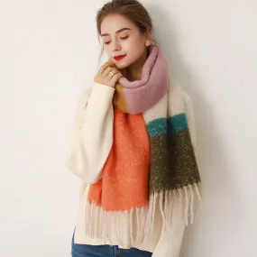 Thick Cozy Stylish Elegant Warm Trendy Classic Soft Color-blocked Scarf