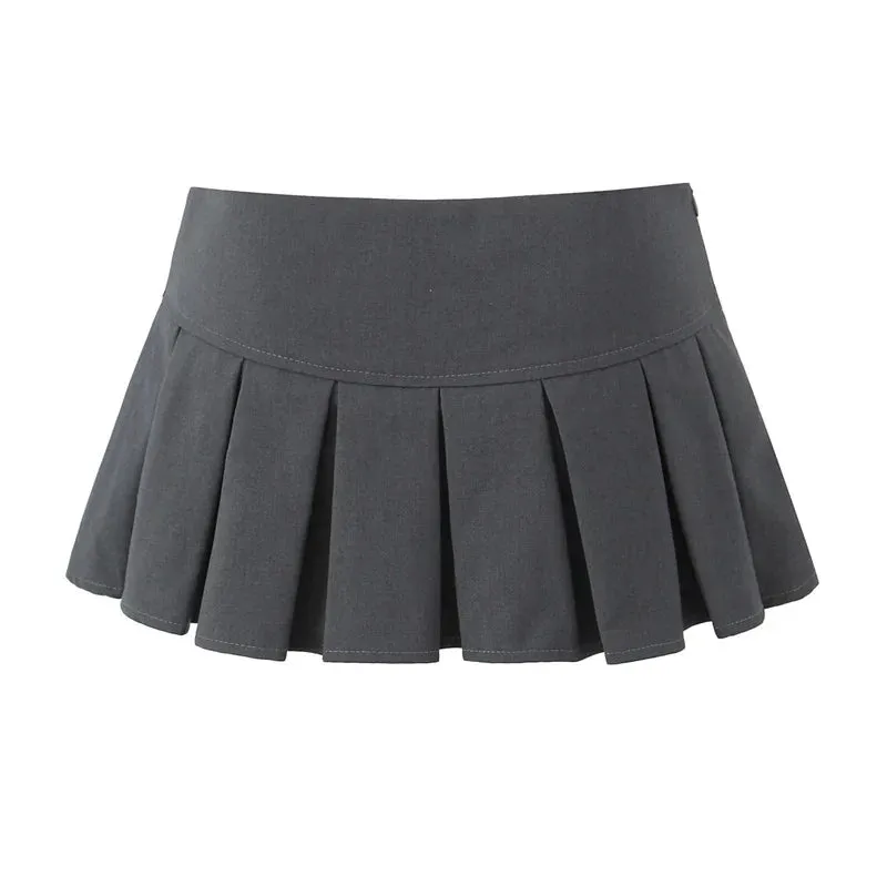 Toleet-Y2K 2024 Spring Summer Spicy Girl Pleated Skirt Short Vintage Preppy Style Bow Skirts Cute Women's Clothing