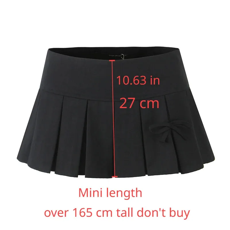 Toleet-Y2K 2024 Spring Summer Spicy Girl Pleated Skirt Short Vintage Preppy Style Bow Skirts Cute Women's Clothing