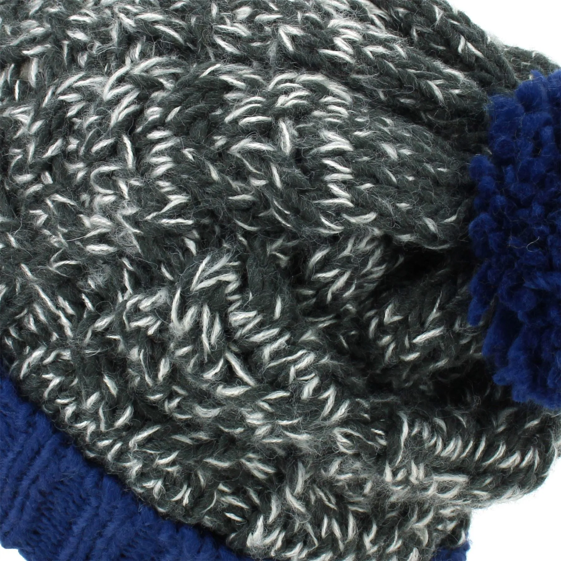 Twist Cable Knit Bobble Hat - Blue