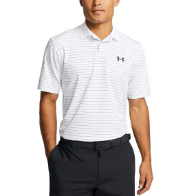 Under Armour Performance 3.0 Stripe Golf Polo Shirt - White/Retro Green