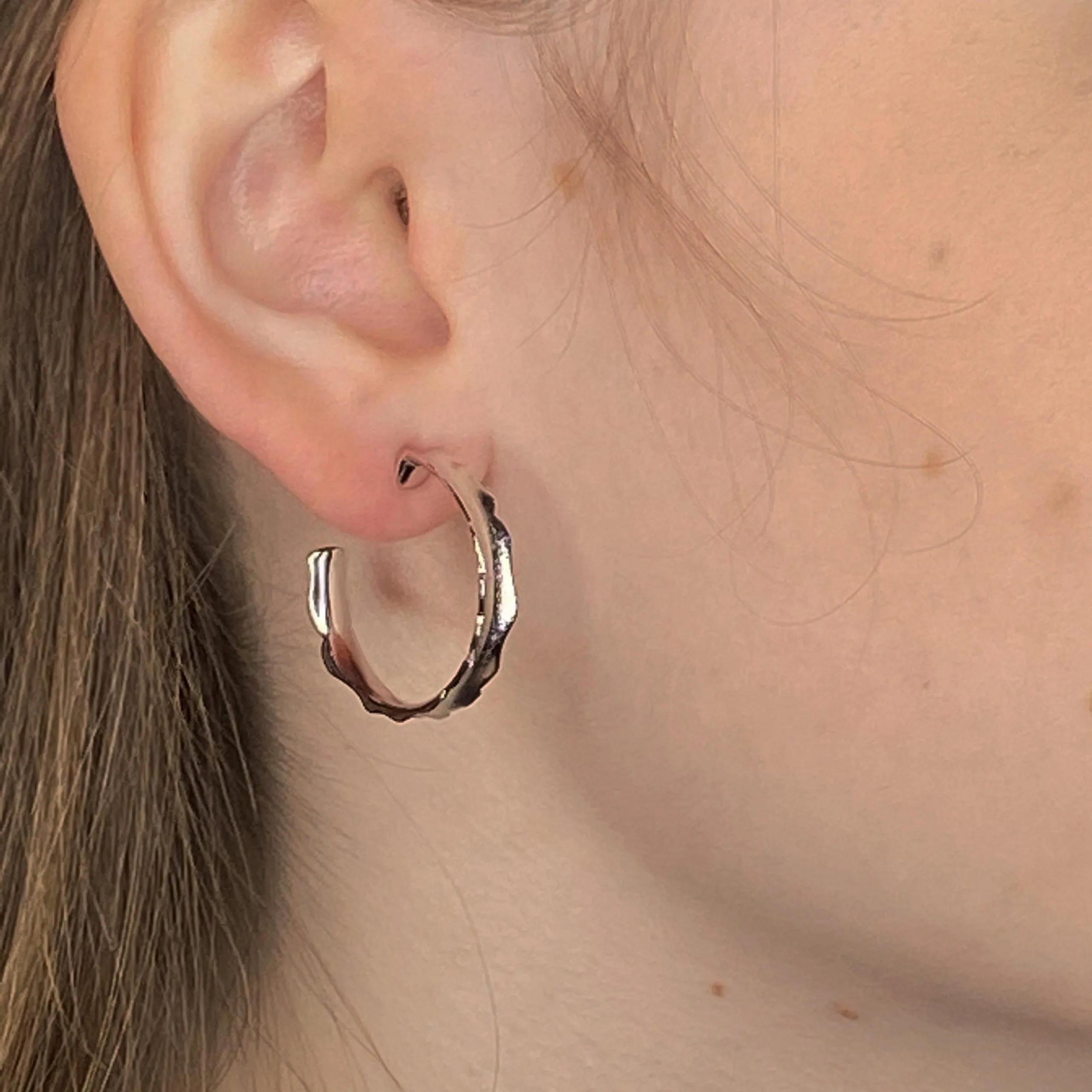 Unique Hoop Earrings, Silver - Multiple Sizes