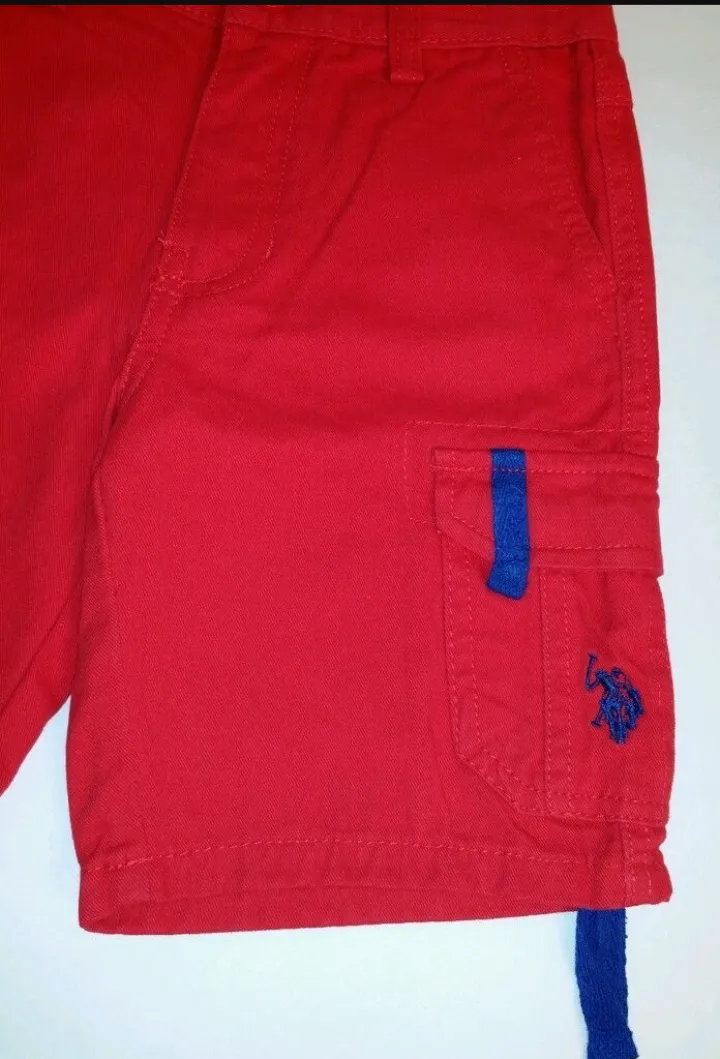 U.S. Polo Assn. Red Blue Cargo Shorts Boy's size 3T Adjustable Waist