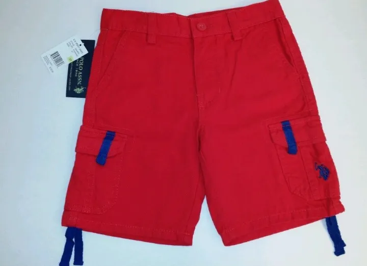 U.S. Polo Assn. Red Blue Cargo Shorts Boy's size 3T Adjustable Waist