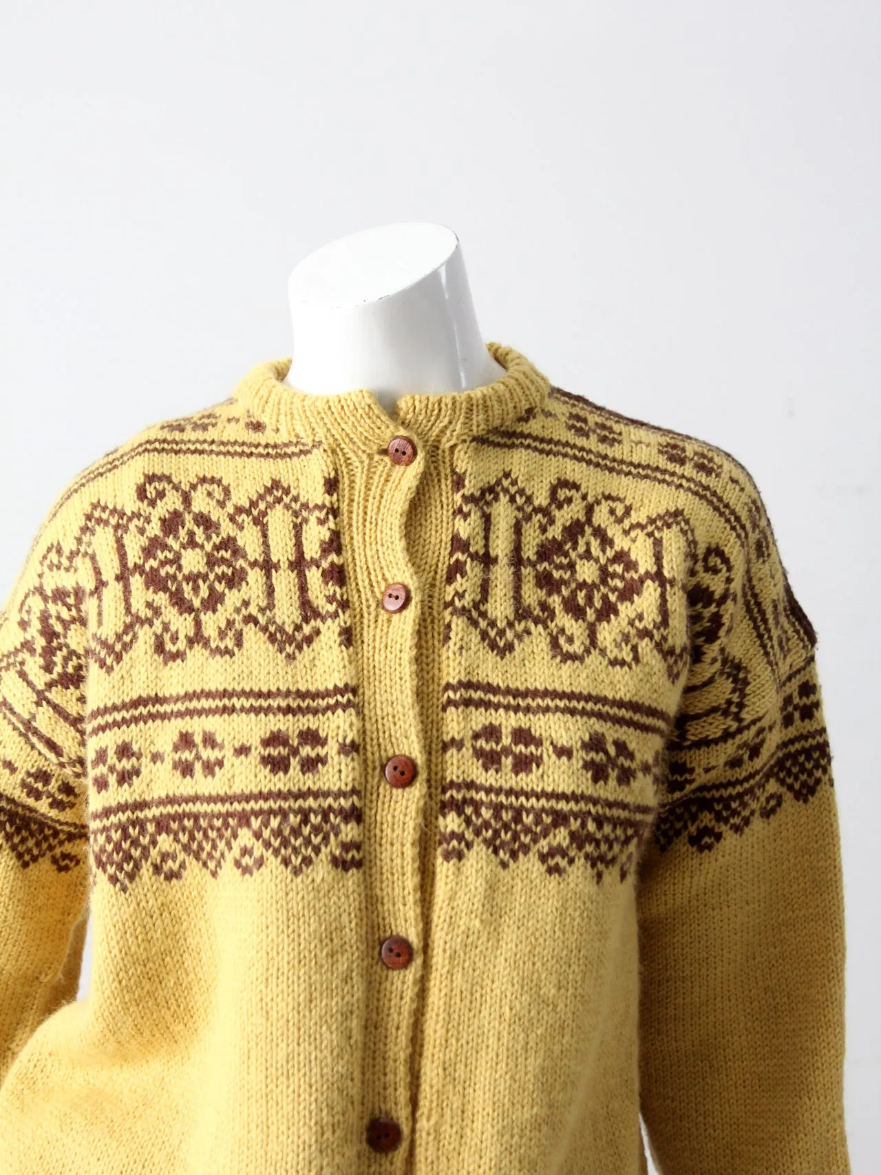 vintage hand knit Nordic wool cardigan