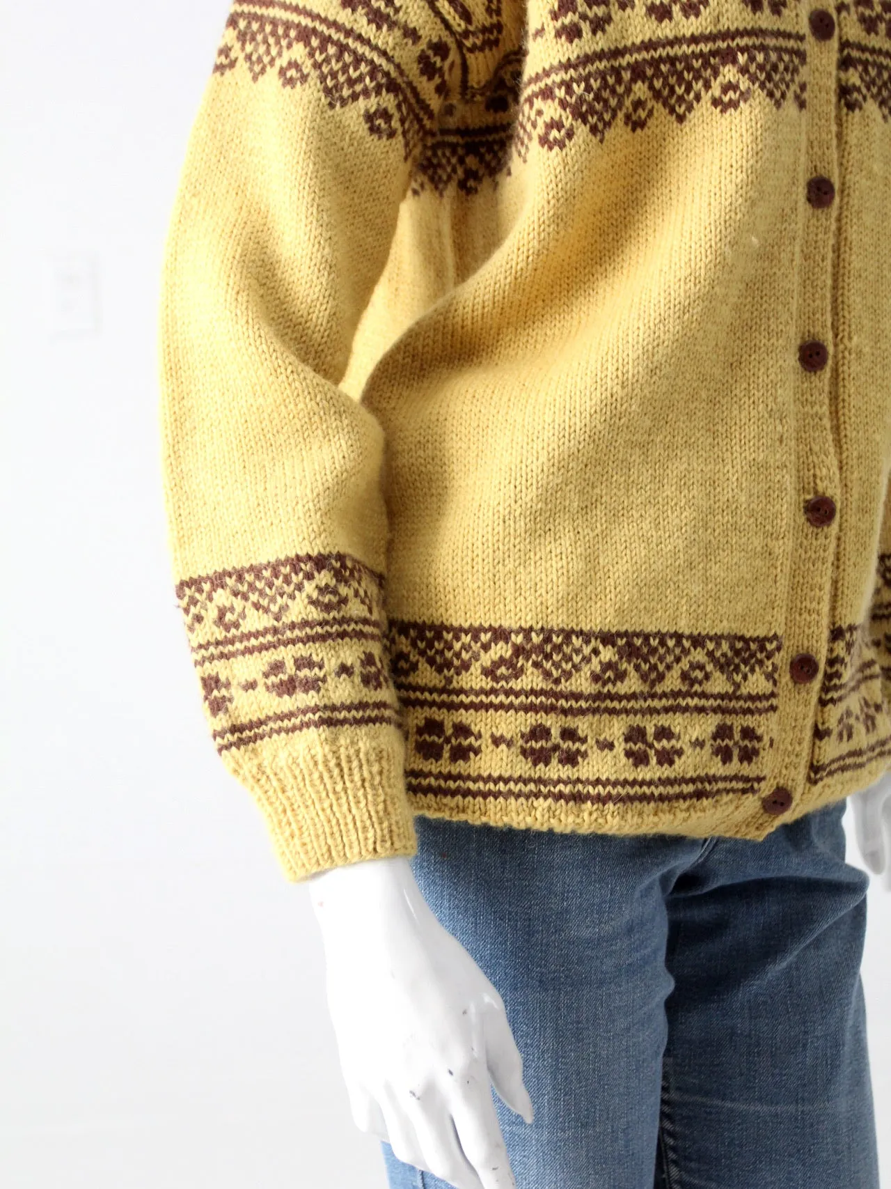 vintage hand knit Nordic wool cardigan