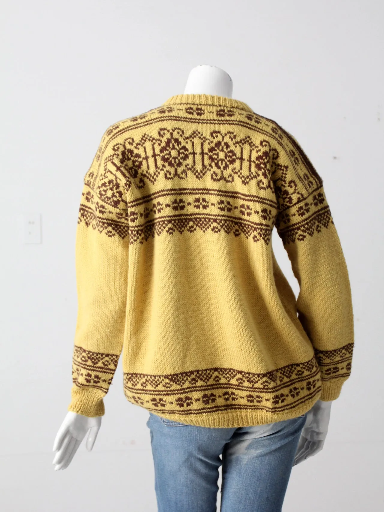 vintage hand knit Nordic wool cardigan