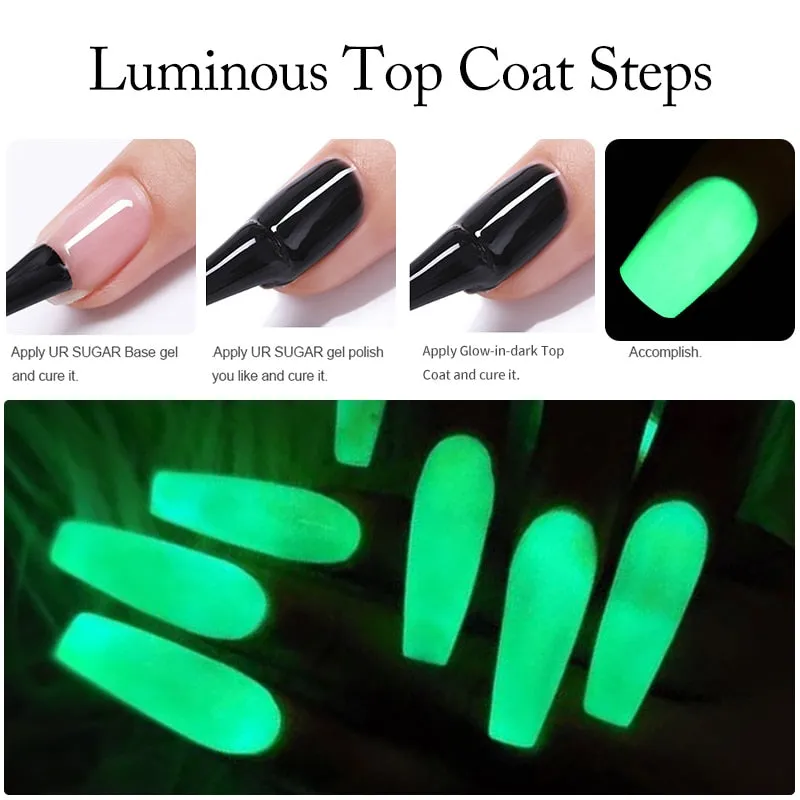 Wenkouban  Luminous Gel Top Coat Semi Permanent Glow In Dark Fluorescent Soak Off UV LED Color Gel Nail Varnish Nails For Manicure