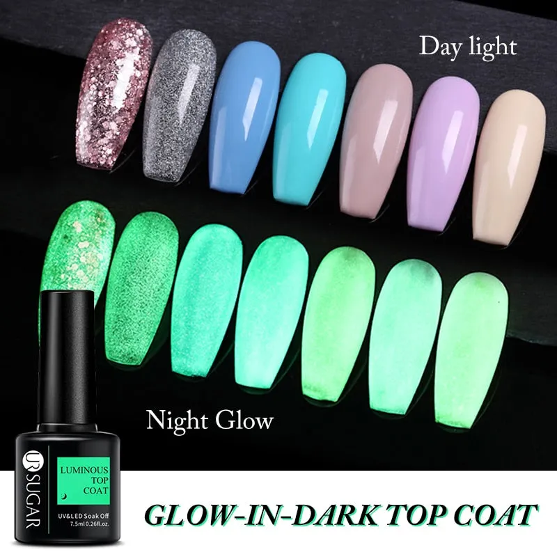 Wenkouban  Luminous Gel Top Coat Semi Permanent Glow In Dark Fluorescent Soak Off UV LED Color Gel Nail Varnish Nails For Manicure