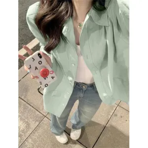 Wenkouban Mint Manbo Style Early Spring Green Shirt Women's Summer French Style High-Grade Artistic Fresh Top