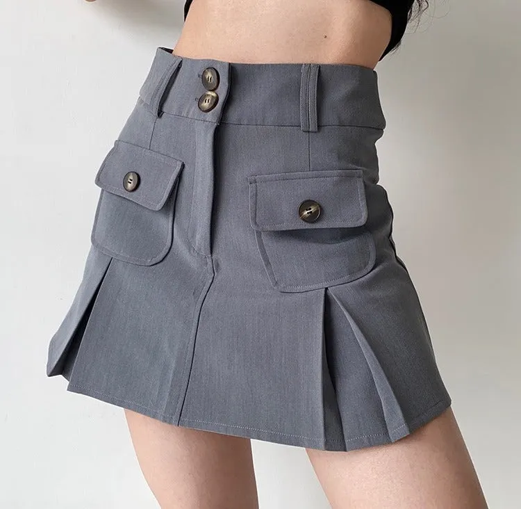 Wenkouban - Raquelle Pleated Pocket Skirt