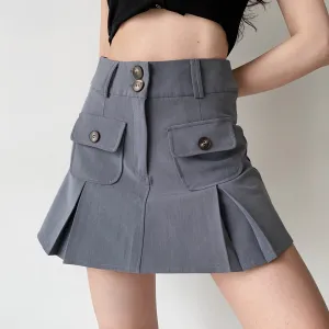 Wenkouban - Raquelle Pleated Pocket Skirt