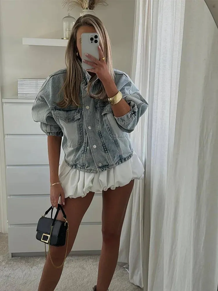 Wenkouban White Pleated Ruffled Puffy Skirt Women Fashion A-line Fluffy High Waist Mini Skirt 2024 Summer Female Party Streetwear Skirt