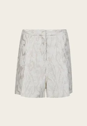 White Jacquard Tweed Thigh-length Shorts