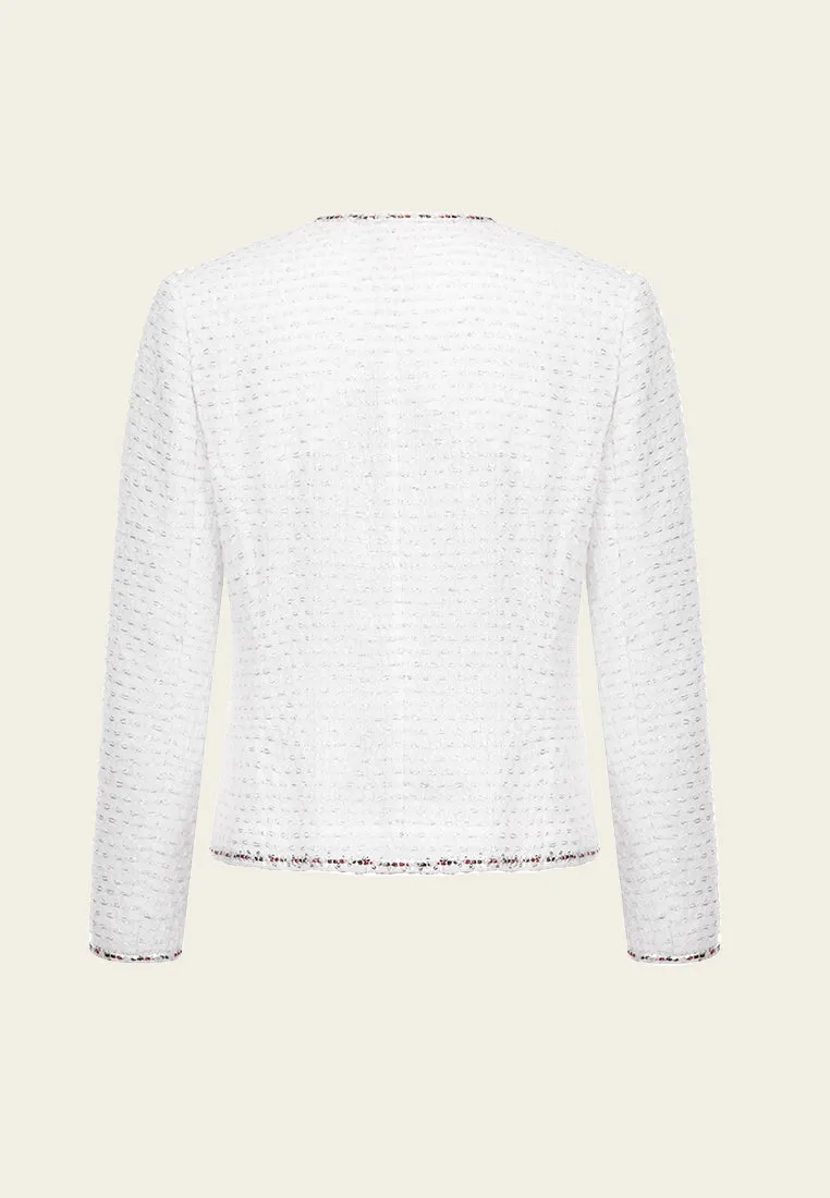 White Lurex Lightweight Tweed Jacket