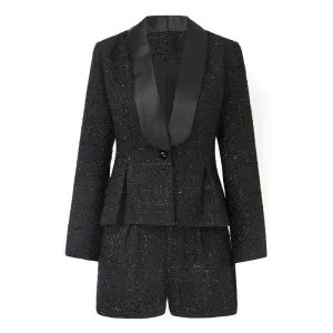 Whitney Solid Tweed Blazer Top & Shorts Set