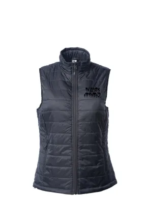 Womens Black Puffer Vest-Embroidered Urban logo