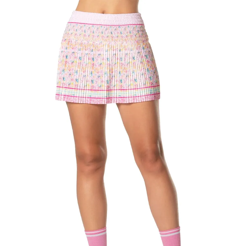 Women's Long Rose Smocked Tennis Skort Multicolor