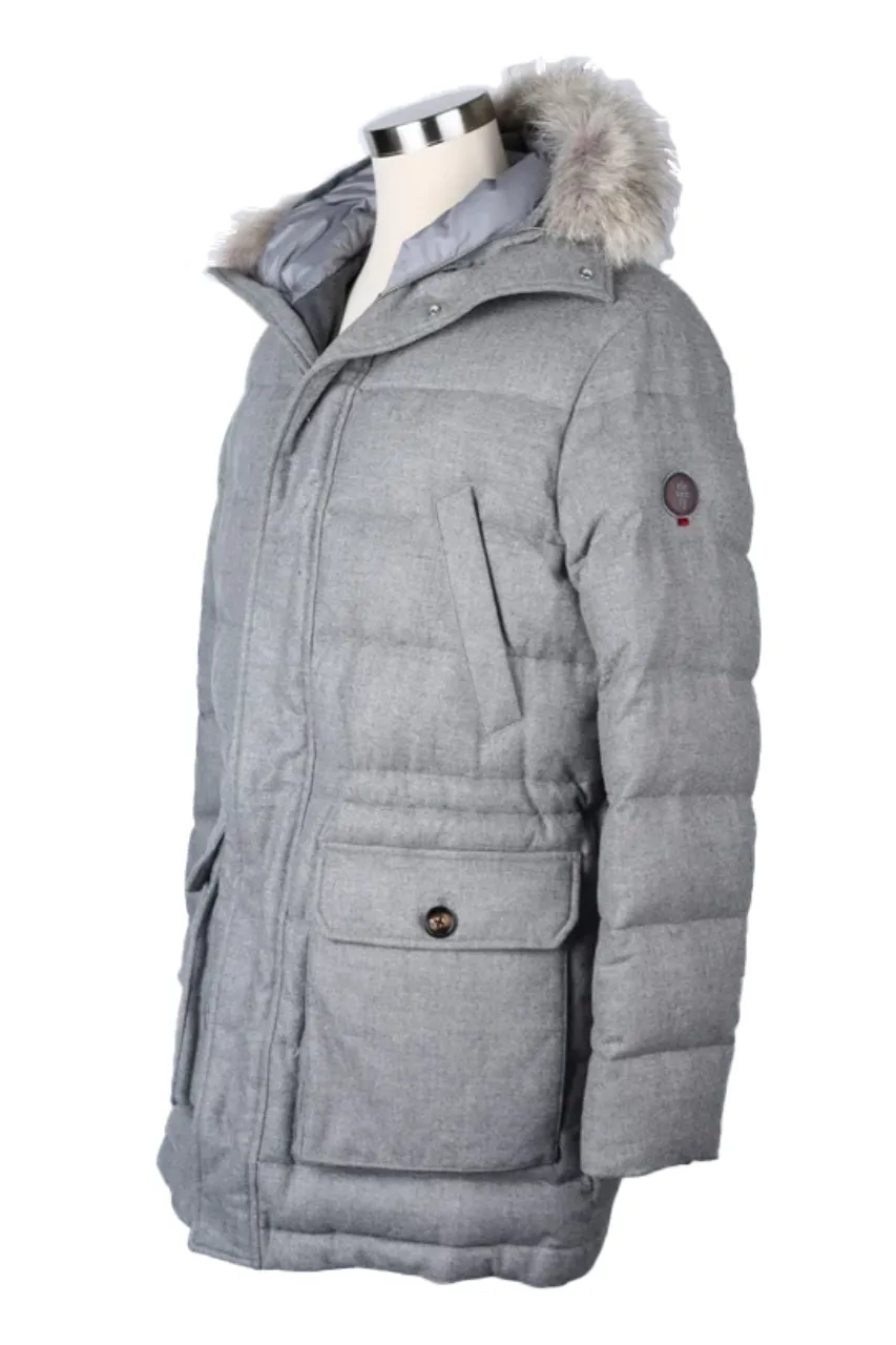 Wool/Cashmere Down Parka W/ Fur Trim