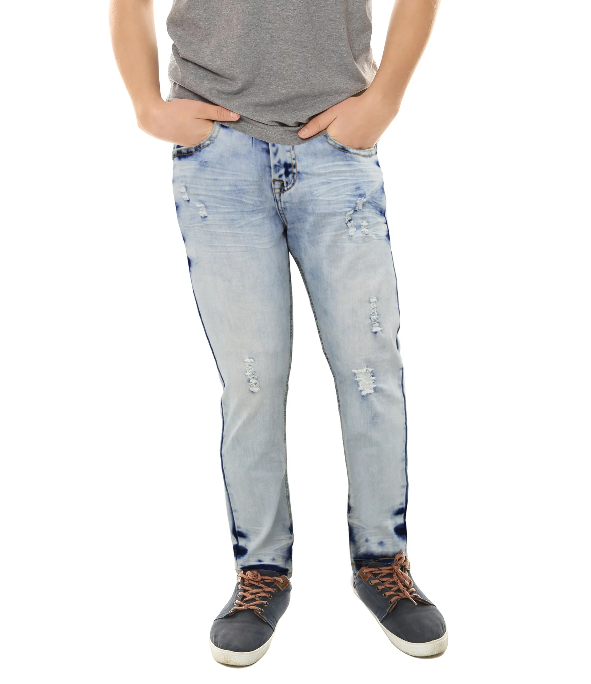 X RAY Boy's Slim Fit Ripped Denim Pants