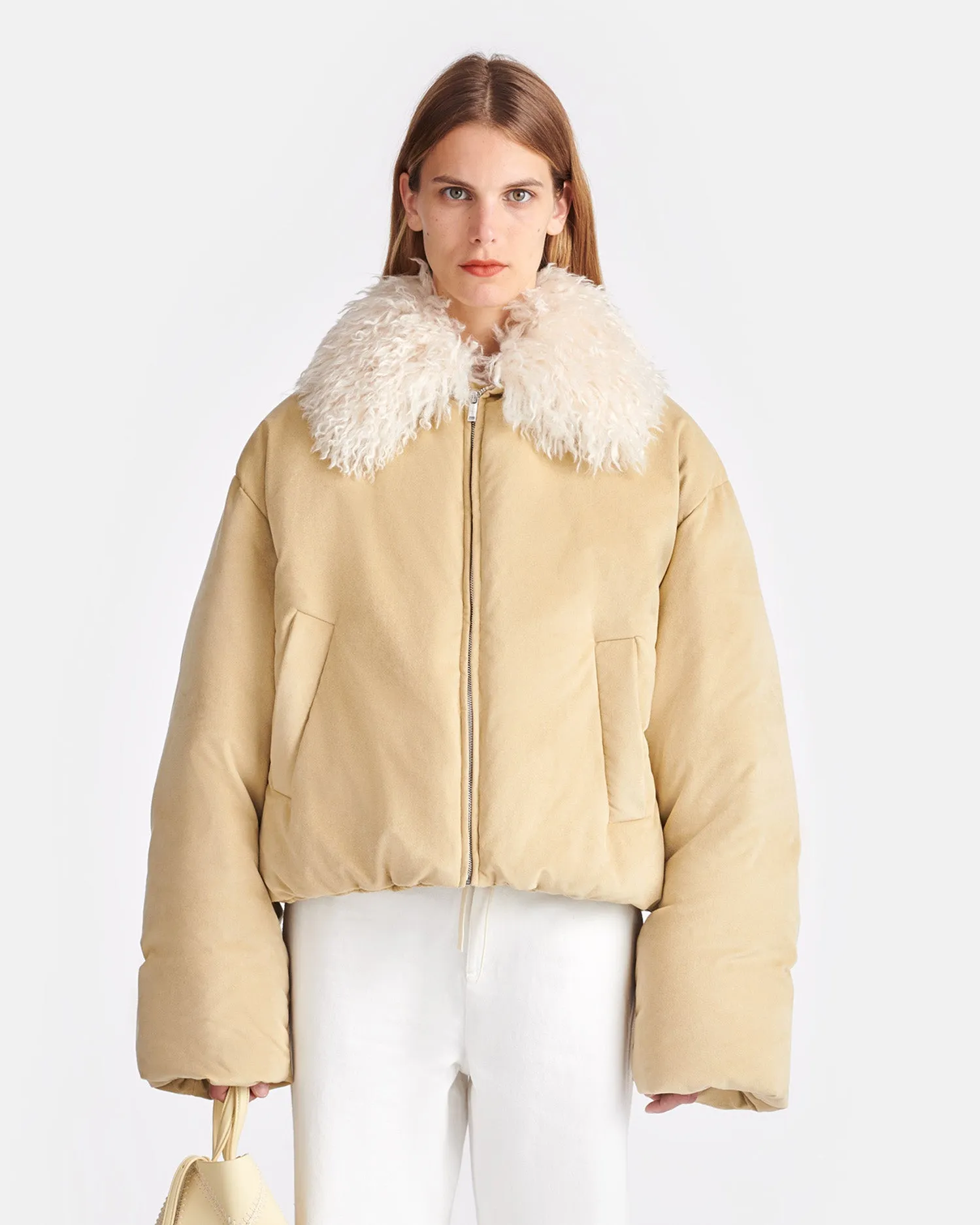 Zacharie - Alt-Suede and Faux-Fur Jacket - Beige/Creme